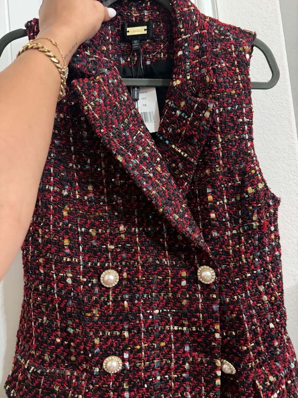 Alexia Admor Lana Sleeveless Tweed Double-Breasted Vest Dress